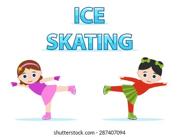 ice skaters little girls, cold sport