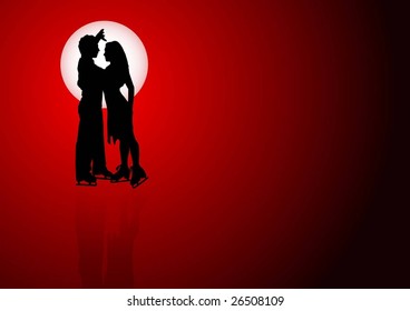 Ice skaters on background