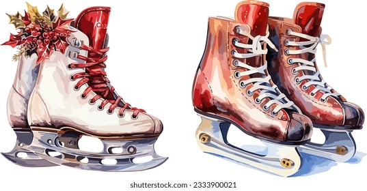 Patines de hielo clipart, ilustración vectorial aislada.