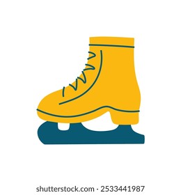 Ice skates. Cute simple Christmas design element. Festive flat clipart