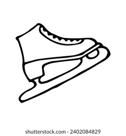 Ice skates in doodle style. Freehand drawing. Doodle. Hand Drawn. Outline.