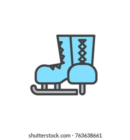 Ice skates filled outline icon, line vector sign, linear colorful pictogram isolated on white. Skates for ice skating symbol, logo illustration. Pixel perfect vector graphics