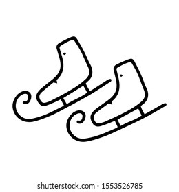 Ice skates hand drawn icon. Skating boots. Winter sports equipment. Hand drawn ink brush doodle sketch collection. Vector illustration. Isolated on white background