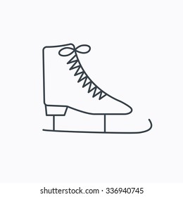 Ice skates icon. Figure skating equipment sign. Professional winter sport symbol. Linear outline icon on white background.
