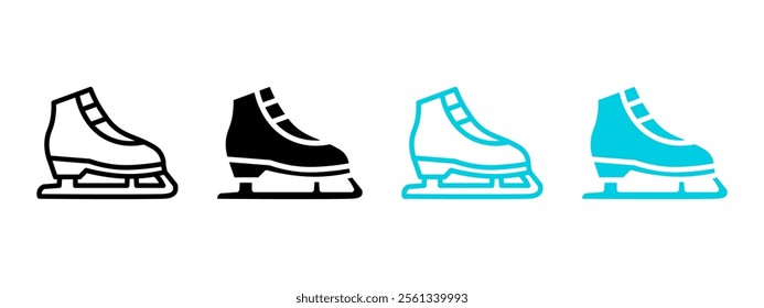 Ice skates icon. Hockey boots sign. Figure skating blue shoes symbol. Ice blade foot wear illustration. Winter sport pictogram.