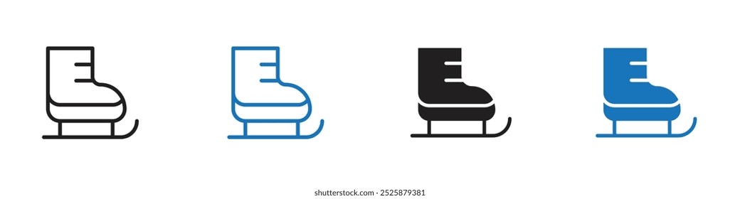 Schlittschuhe Symbol lineare Grafik set Vektor in Schwarz