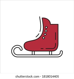 Ice skates icon on white background. Vector illustration.