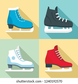 Ice Skates Icon Set. Flat Set Of Ice Skates Vector Icons For Web Design