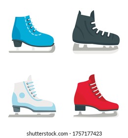 Ice Skates Icon Set. Flat Set Of Ice Skates Vector Icons For Web Design