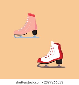 Ice skates icon set. Flat set of ice skates vector icons for web design. Winter sports shoe pair for ice skating competition isolated