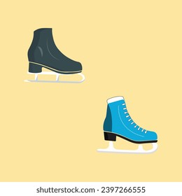 Ice skates icon set. Flat set of ice skates vector icons for web design. Winter sports shoe pair for ice skating competition isolated