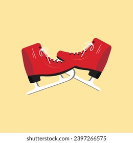 Ice skates icon set. Flat set of ice skates vector icons for web design. Winter sports shoe pair for ice skating competition isolated