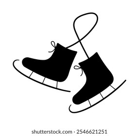 Ice skates icon. Ice skates silhouette. Christmas and New Year icon. Fitness, Health and activity icons, sports icons.