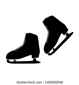 Ice skates icon, silhouette, logo on white background