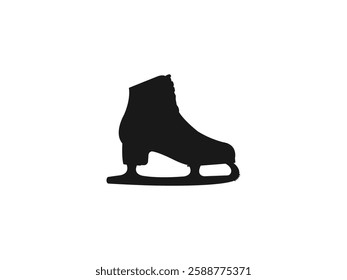 Ice skates icon vector illustration design. Iconic outline vector ice skate. Vector flat black ice skates silhouette. Minimal design, minimalist logo. Vector on a white background.