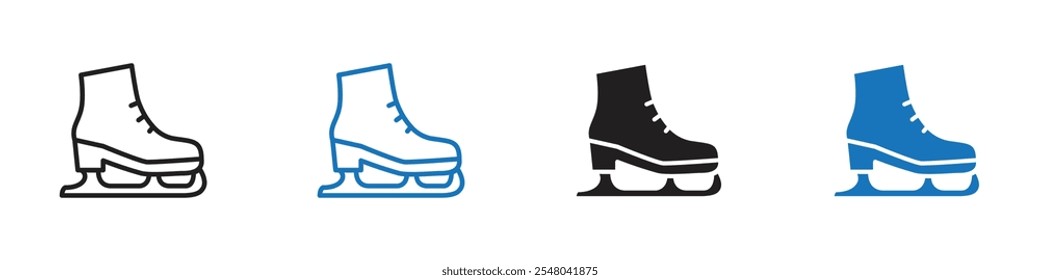 Ice skates icon Vector set outline