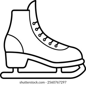 Ice Skates Line Art Vector Illustration for Winter Sports