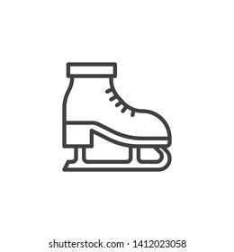 Ice skates line icon. linear style sign for mobile concept and web design. ice skating shoe outline vector icon. Symbol, logo illustration. Vector graphics