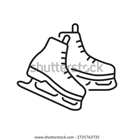 Ice Skates Line Icon. Winter Sports, Ice Skating, And Recreational Activity Outline Symbol. Cold Weather Leisure. Editable Stroke. Isolated Vector Illustration.