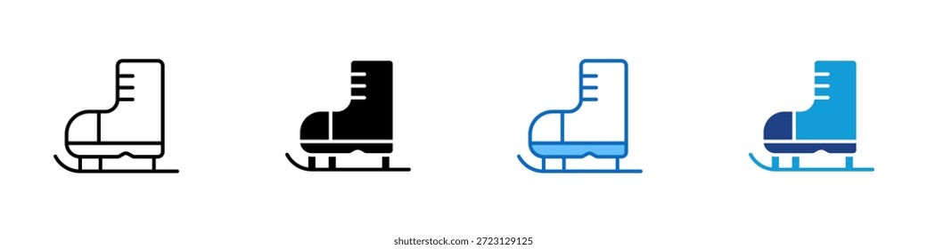Vector de diseño de íconos de múltiples estilos - Patines de hielo que representan deportes de invierno, actividad de patinaje y movimiento en superficies congeladas