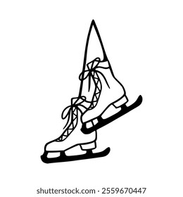 Ice skates with a ribbon on top of them
