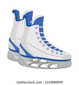 Ice skates semi flat color vector object. Hockey equipment. Sports gear. Fitness tool. Full sized item on white. Simple cartoon style illustration for web graphic design and animation