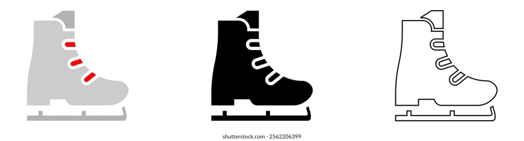 Ice skates shoe or boot with blade vector pictogram sign icon symbol ui and ux design, glyphs and stroke line