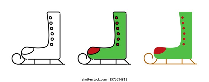 Ice skates shoes icon set  isolated on white background for web design