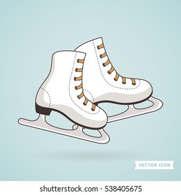 Ice skates. Sport and winter holiday themes. Vector illustration