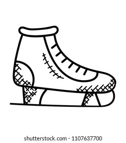 
Ice skates with a thick leather  layer under the shoe used to play on ice.
