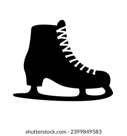 Ice skates vector icon. Black symbol on white background