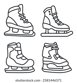 Ice skates vector icons set isolated on a white background.