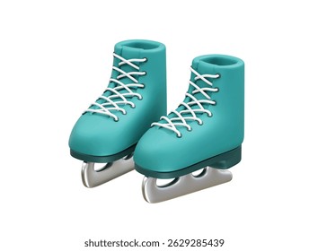 ice skates with white laces icon illustration 3d