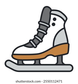 Ice skates for women vector cartoon illustration isolated on a white background.