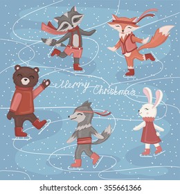 Ice skating animals.