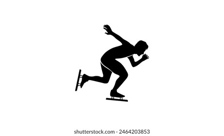 Ice Skating, black isolated silhouette