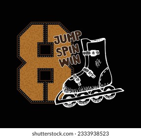 Ice skating design for print, digital poster and on t shirt