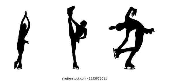 Ice skating girls vector set