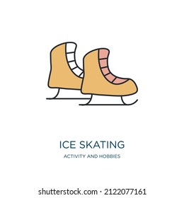 ice skating icon from activity and hobbies collection. Thin outline ice skating, ice, sport detailed offset lineal color icon isolated on white background. Line vector ice skating sign, symbol for web