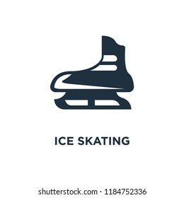 Ice skating icon. Black filled vector illustration. Ice skating symbol on white background. Can be used in web and mobile.