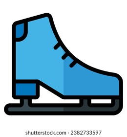 Ice skating icon in filled line style. Suitable for logo, web, graphic design, illustration, sticker, books, etc.