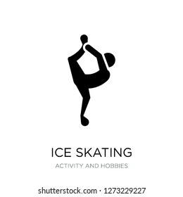 ice skating icon vector on white background, ice skating trendy filled icons from Activity and hobbies collection, ice skating simple element illustration