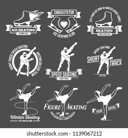 Ice Skating label logo set