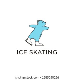 Ice Skating Logo Design Vector Template