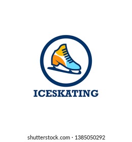 Ice Skating Logo Design Vector Template