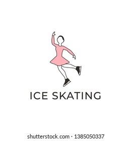 Ice Skating Logo Design Vector Template