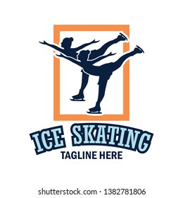 ice skating logo with text space for your slogan / tag line, vector illustration