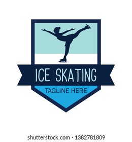 ice skating logo with text space for your slogan / tag line, vector illustration