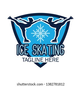 ice skating logo with text space for your slogan / tag line, vector illustration