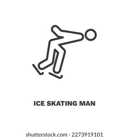 ice skating man icon. Thin line ice skating man icon from sport and game collection. Outline vector isolated on white background. Editable ice skating man symbol can be used web and mobile